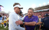Could former LSU head coach Ed Orgeron join back up with Lane Kiffin in Baton Rouge (Photo: © Petre Thomas-Imagn Images)